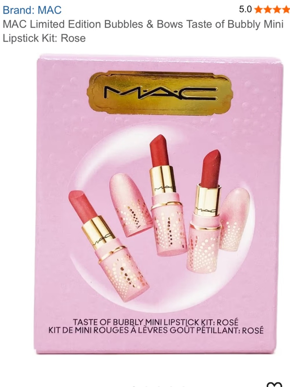 MAC Taste of Bubbly Mini Lipstick Trio in Rose NIB